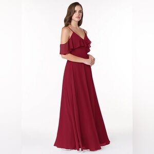 Juliet Bridesmaid Size XXL Dark Burgandy Red Wine Flounced Chiffon Dress Ruffle